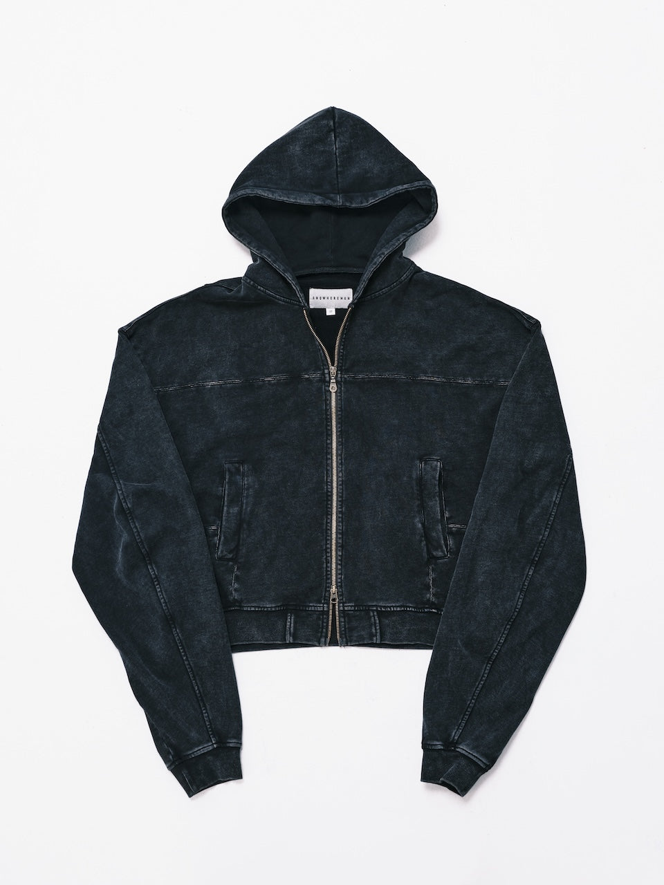 WASHED HOODIE ZIPPER JACKET BLACK