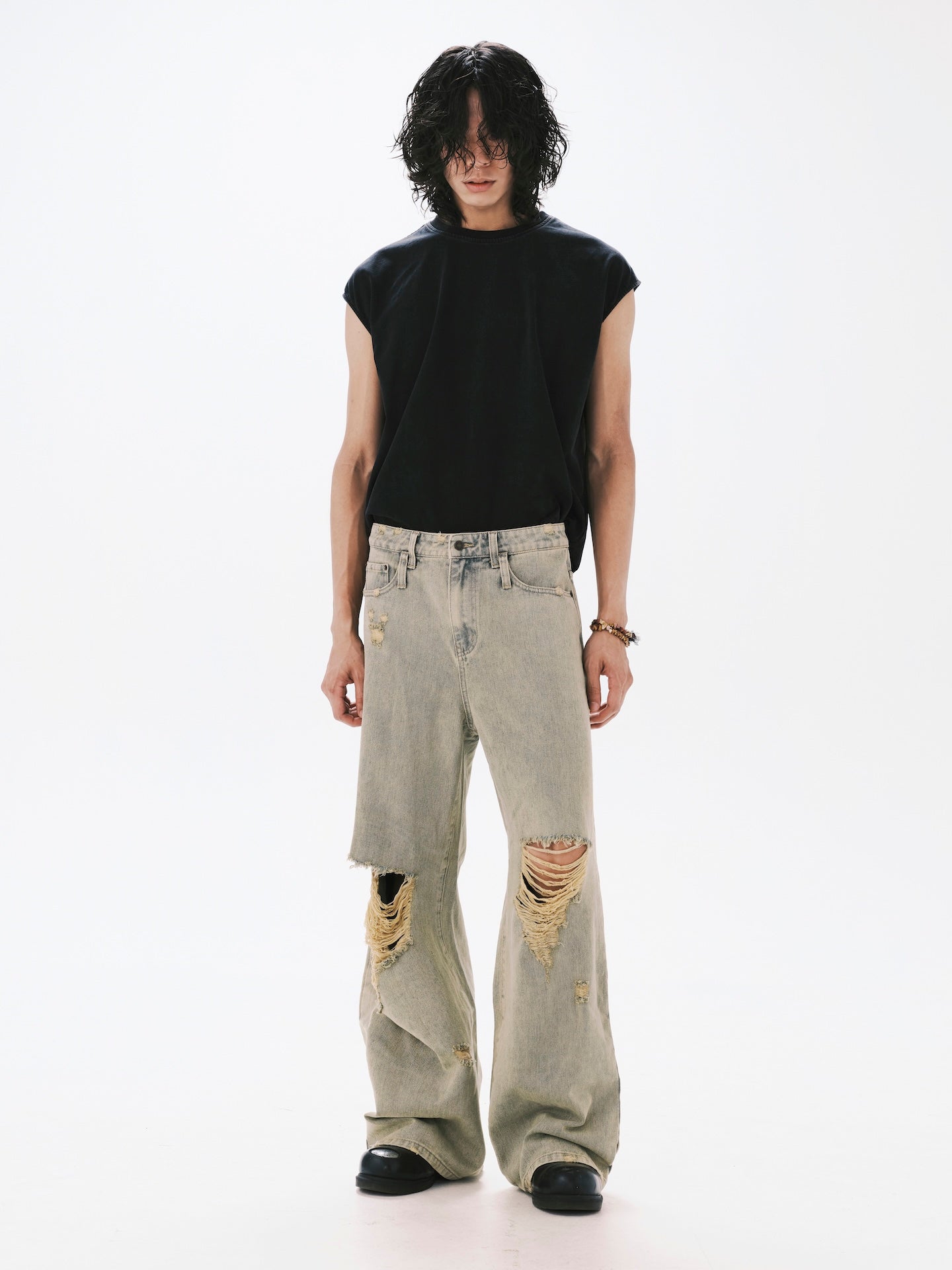 WASHED MUSCLE T-SHIRT BLACK