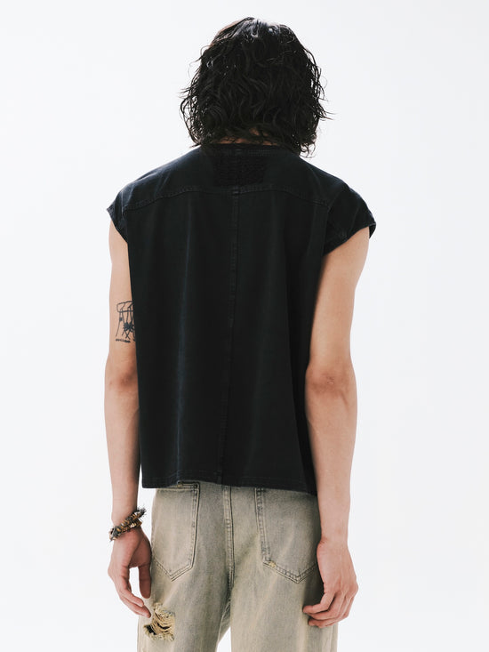 WASHED MUSCLE T-SHIRT BLACK