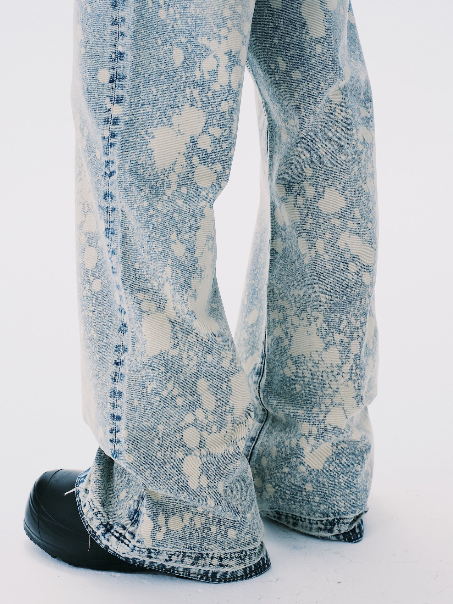 PAINT STRAIGHT LEG DENIM JEANS BLUE