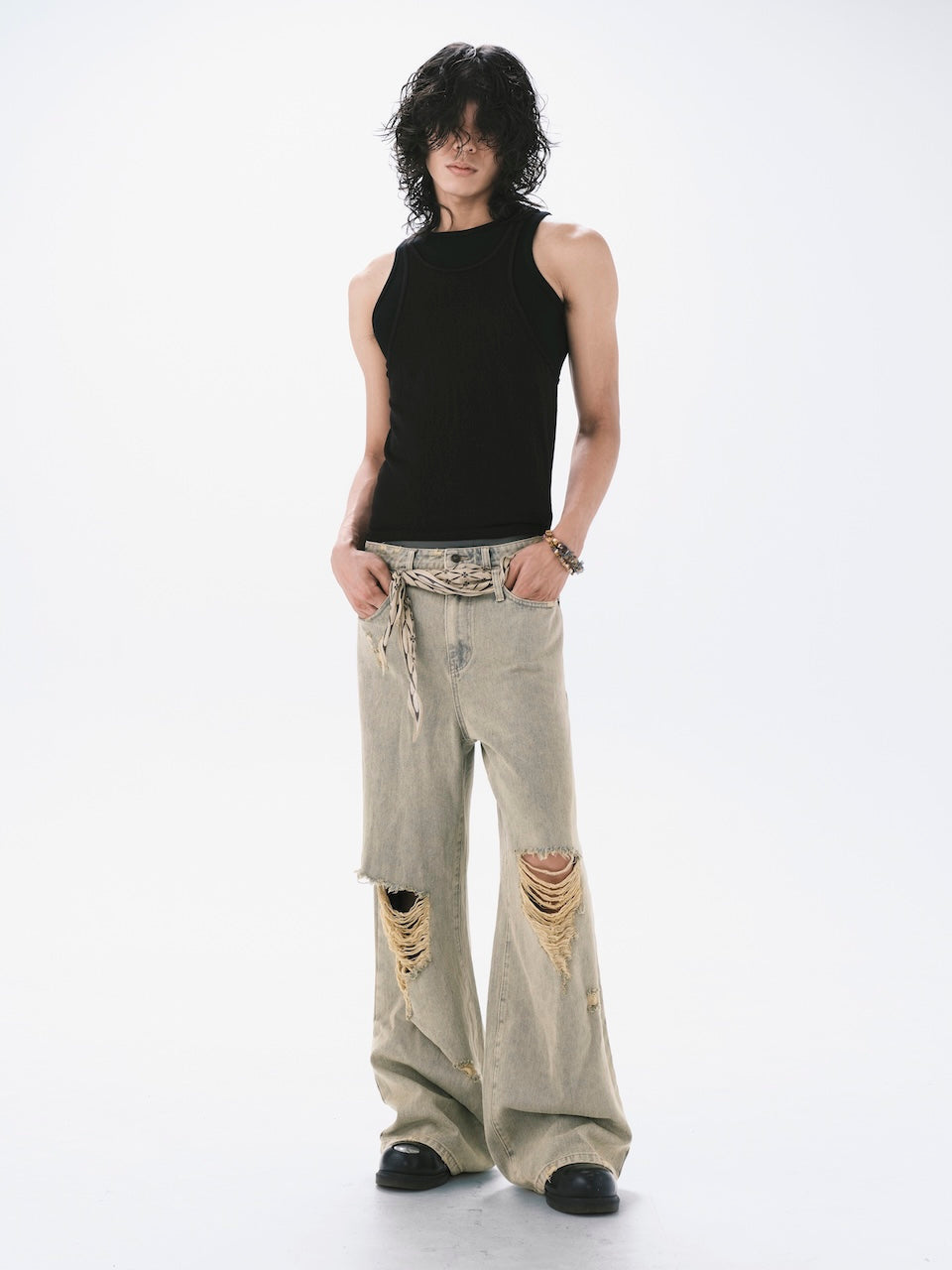 DOUBLE LAYERS TANK TOP BLACK