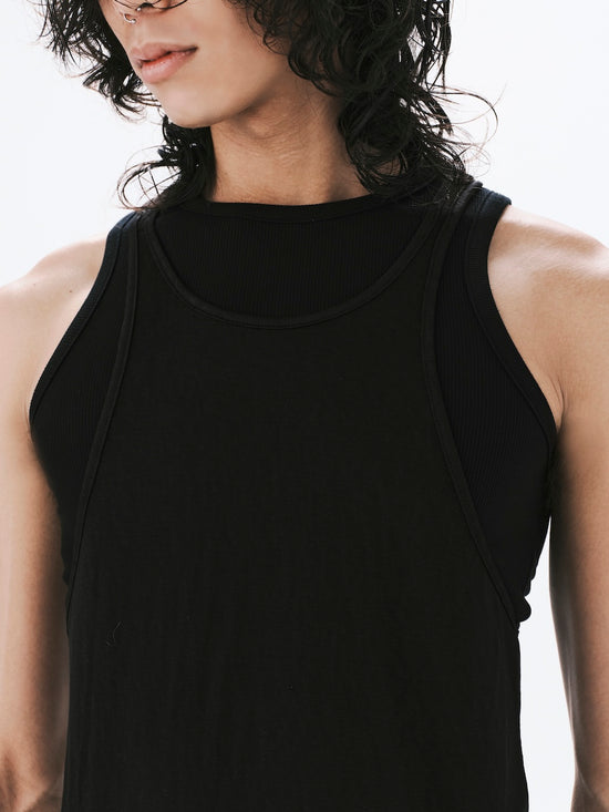 DOUBLE LAYERS TANK TOP BLACK