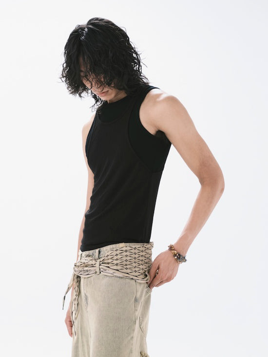 DOUBLE LAYERS TANK TOP BLACK