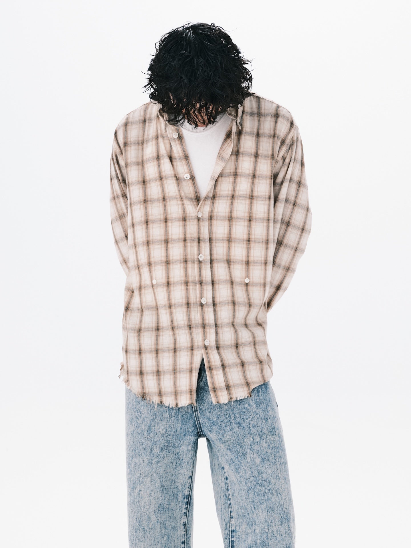 3W CHECK SHIRT BEIGE