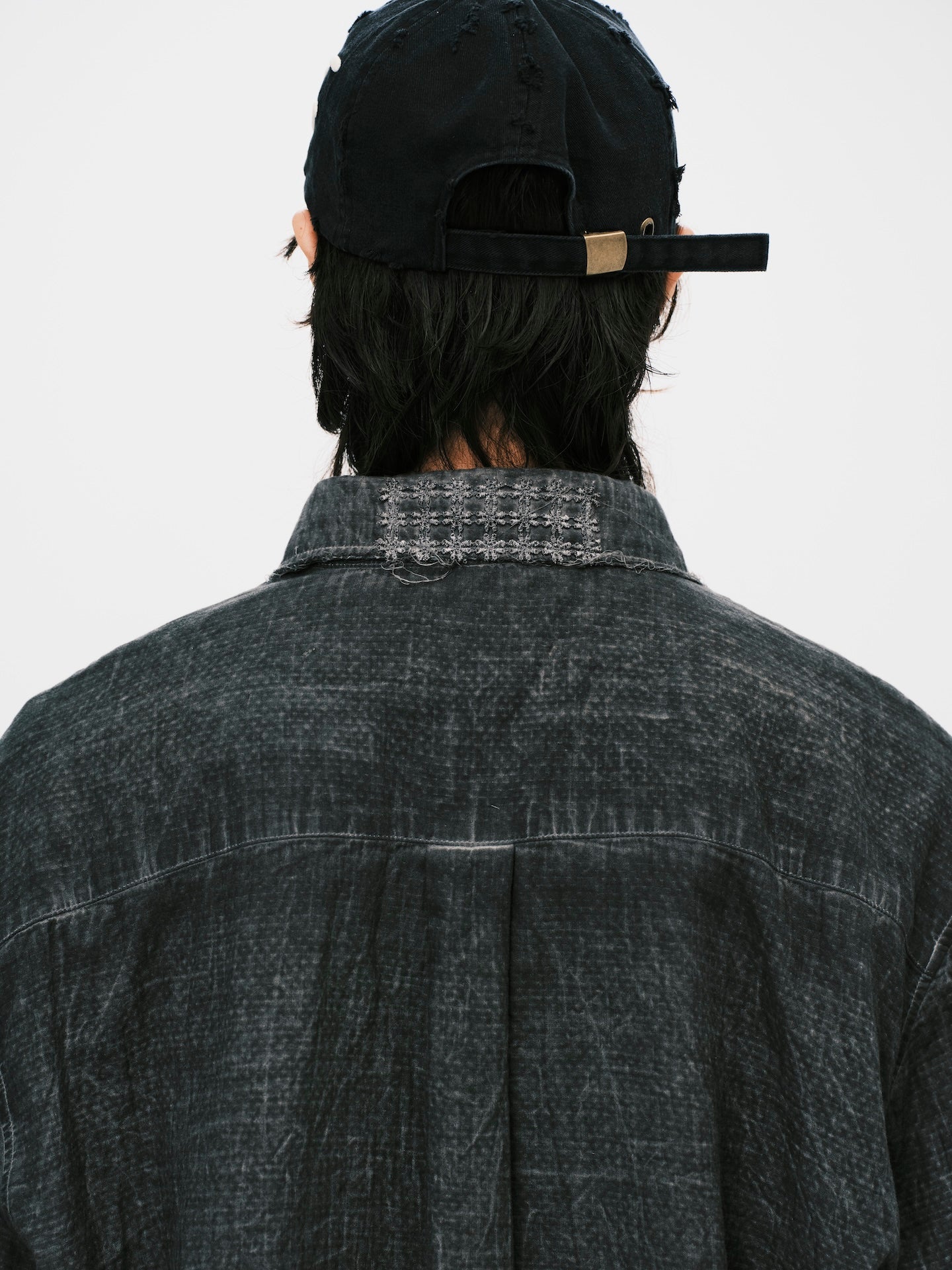 WASHED RAW EDGE SHIRT DARK GREY