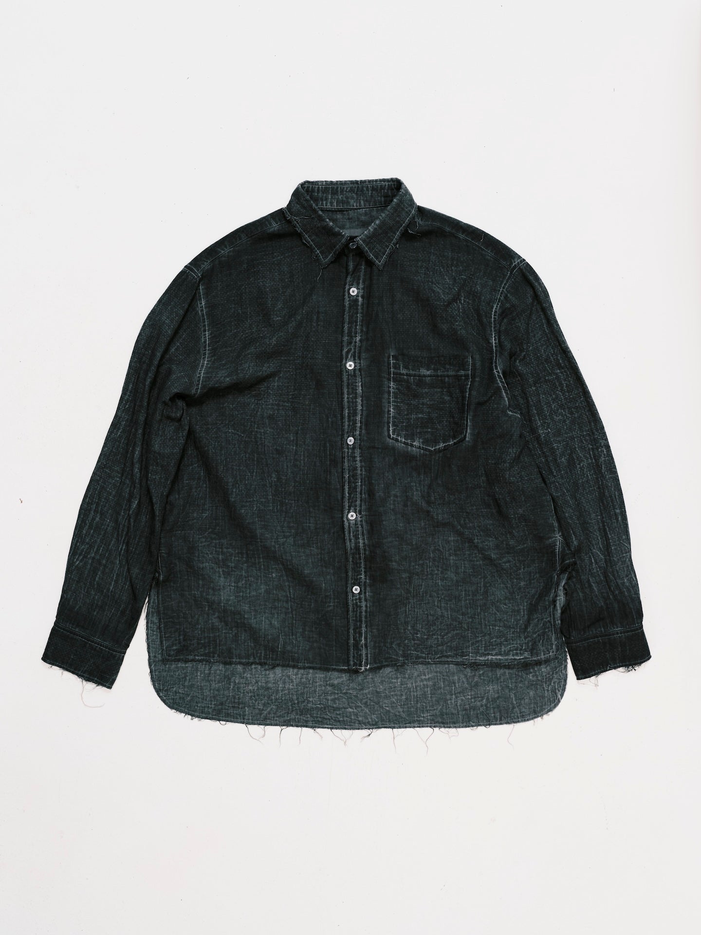 WASHED RAW EDGE SHIRT DARK GREY