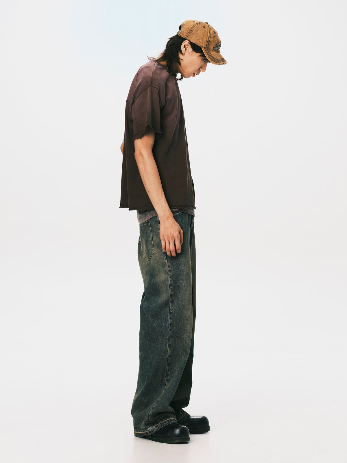 WASHED MUSCLE TEE BROWN