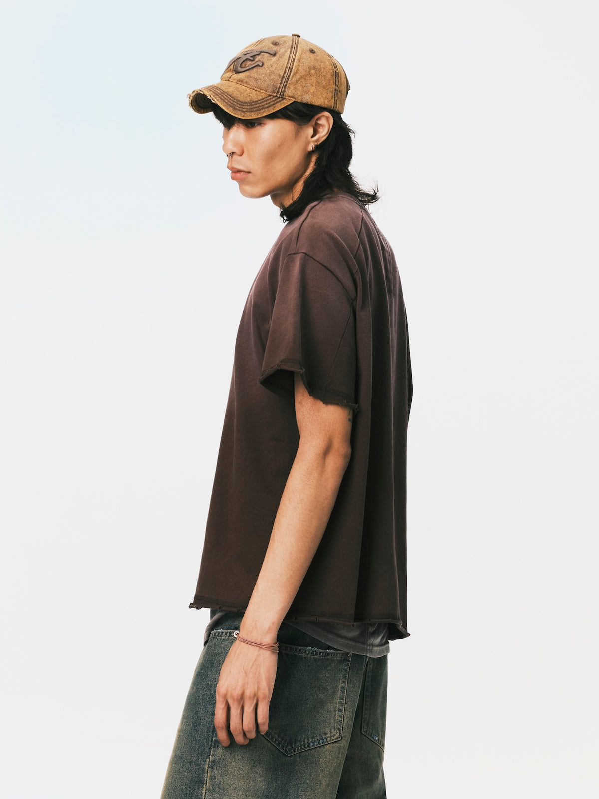 WASHED MUSCLE TEE BROWN