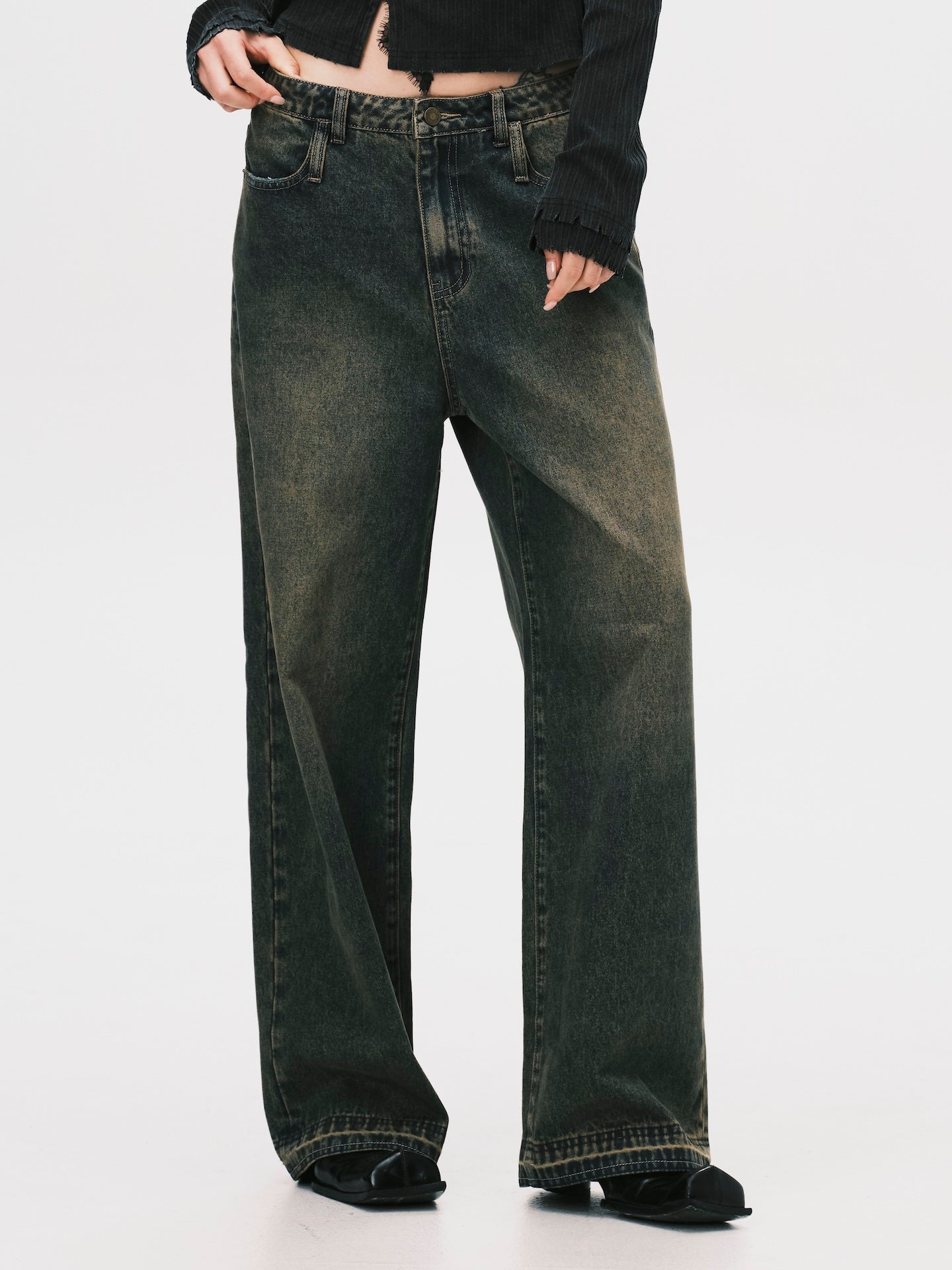 WASHED DENIM JEANS BROWN (WOMEN)