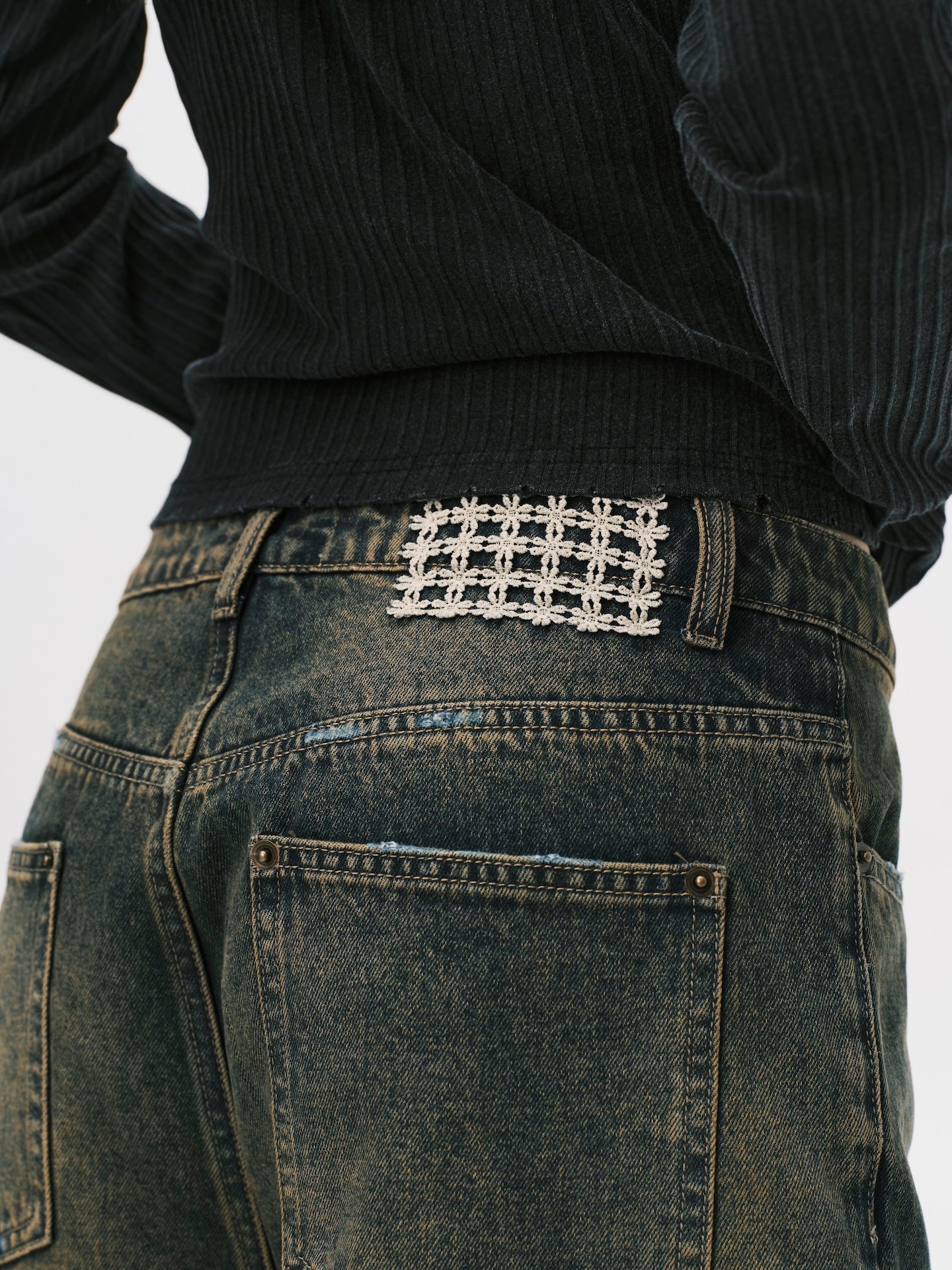 WASHED DENIM JEANS BROWN (WOMEN)