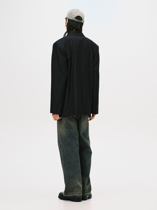 DOUBLE BREASTED SUIT JACKET BLACK