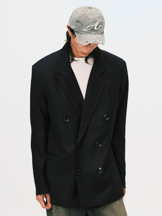DOUBLE BREASTED SUIT JACKET BLACK