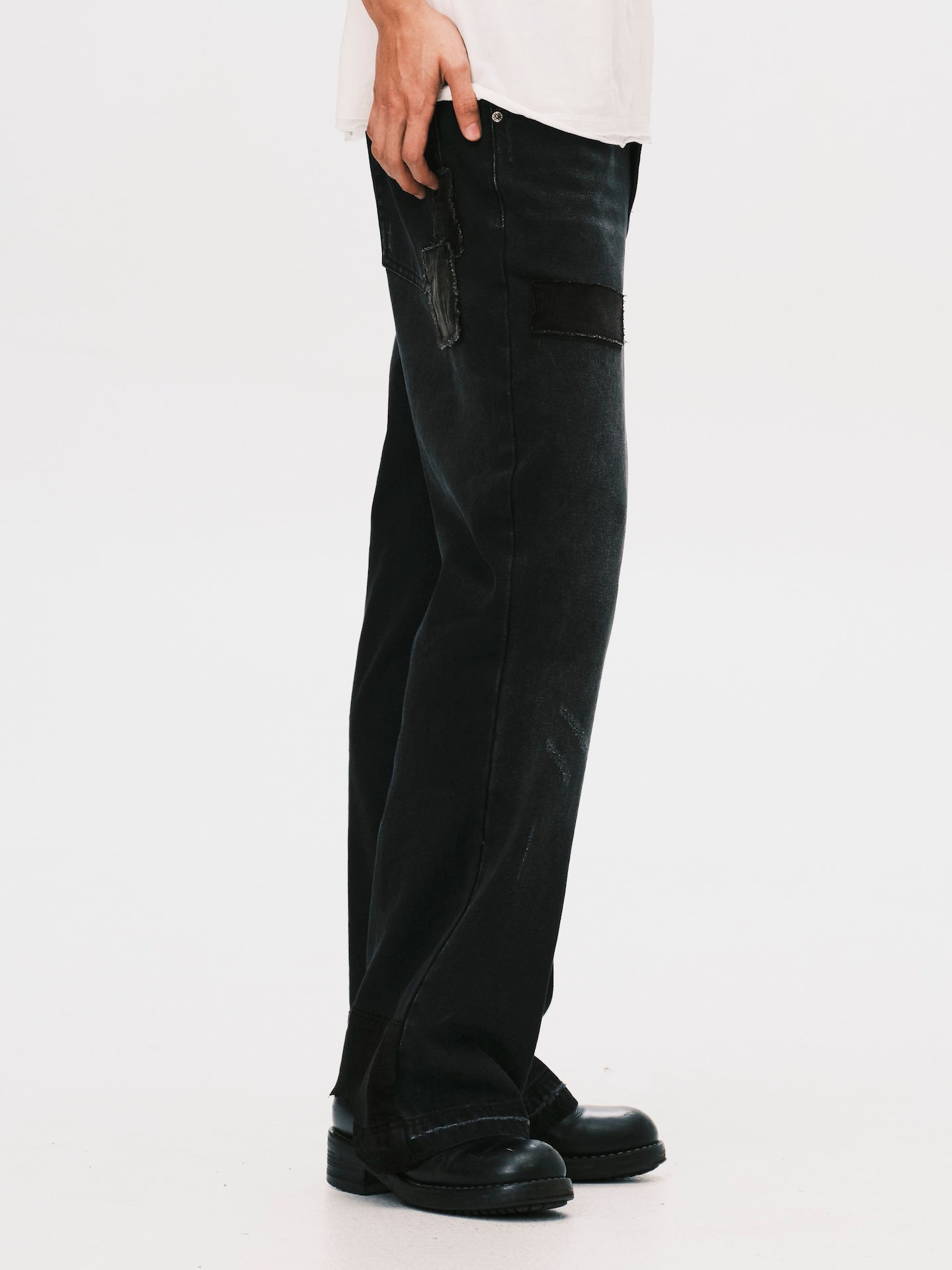 PATCHWORK DENIM JEANS BLACK