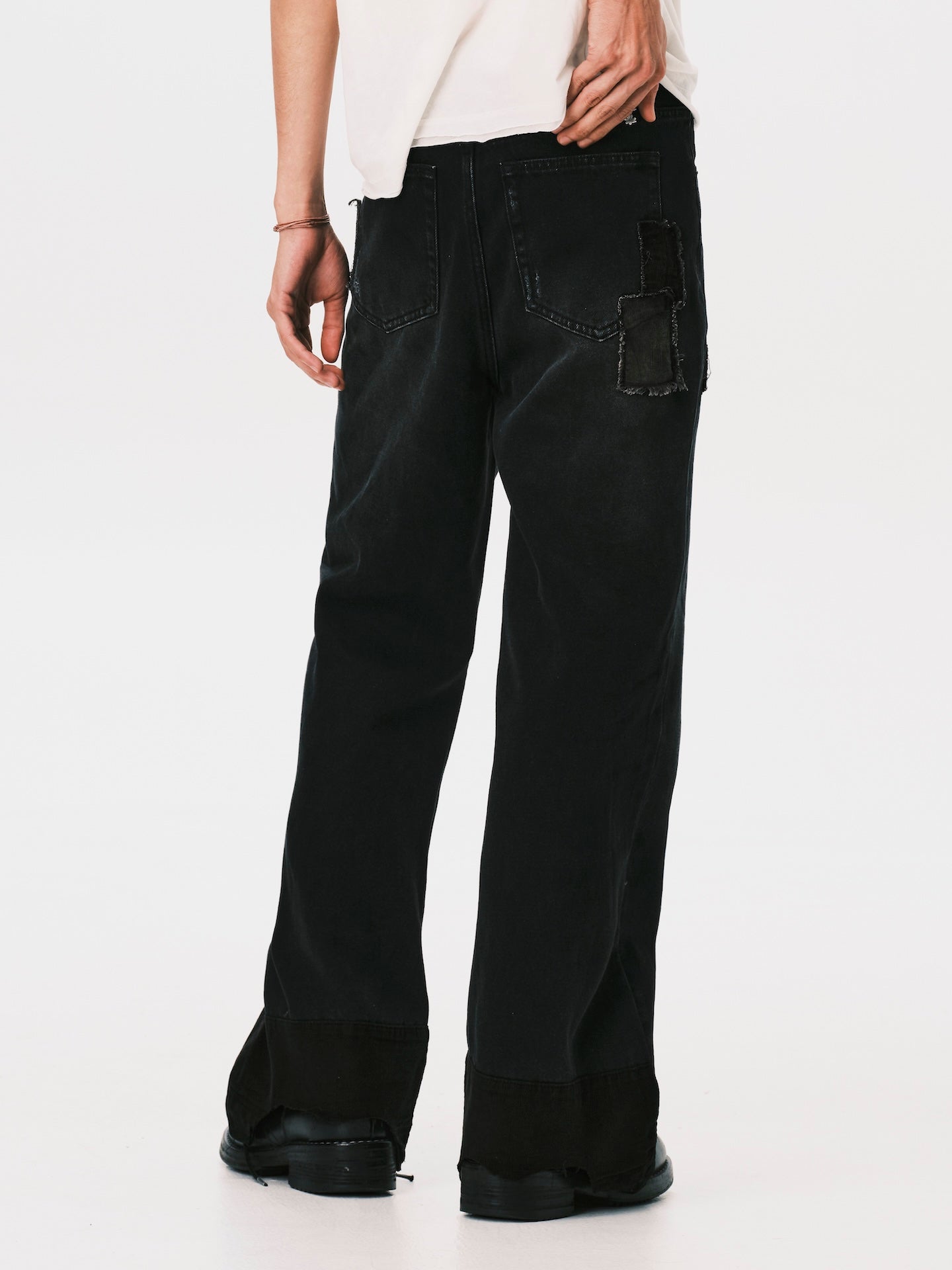 PATCHWORK DENIM JEANS BLACK