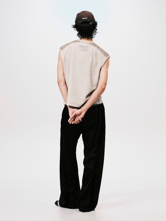 WASHED WAFFLE SLEEVELESS TOP BEIGE