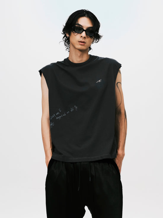 "A" BASIC SLEEVLESS TOP GREY
