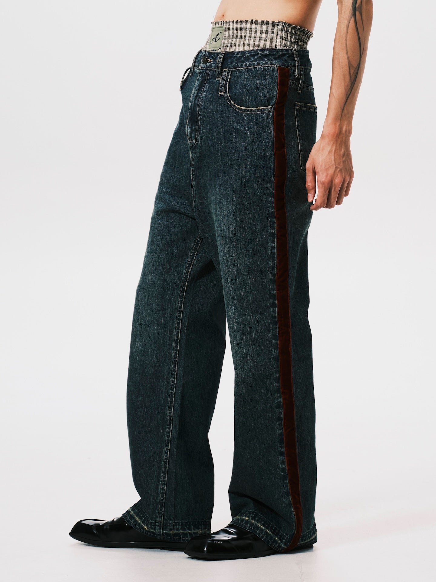 STRIPE BOOT CUT JEANS BLUE (PRE ORDER)