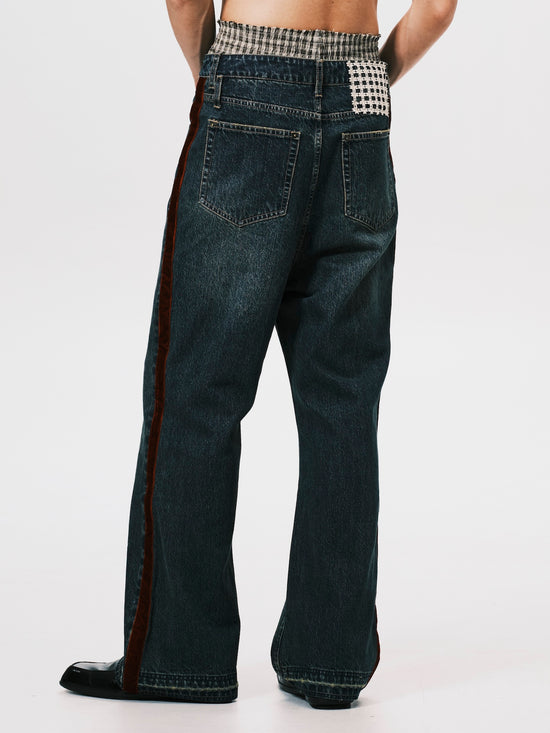 STRIPE BOOT CUT JEANS BLUE (PRE ORDER)