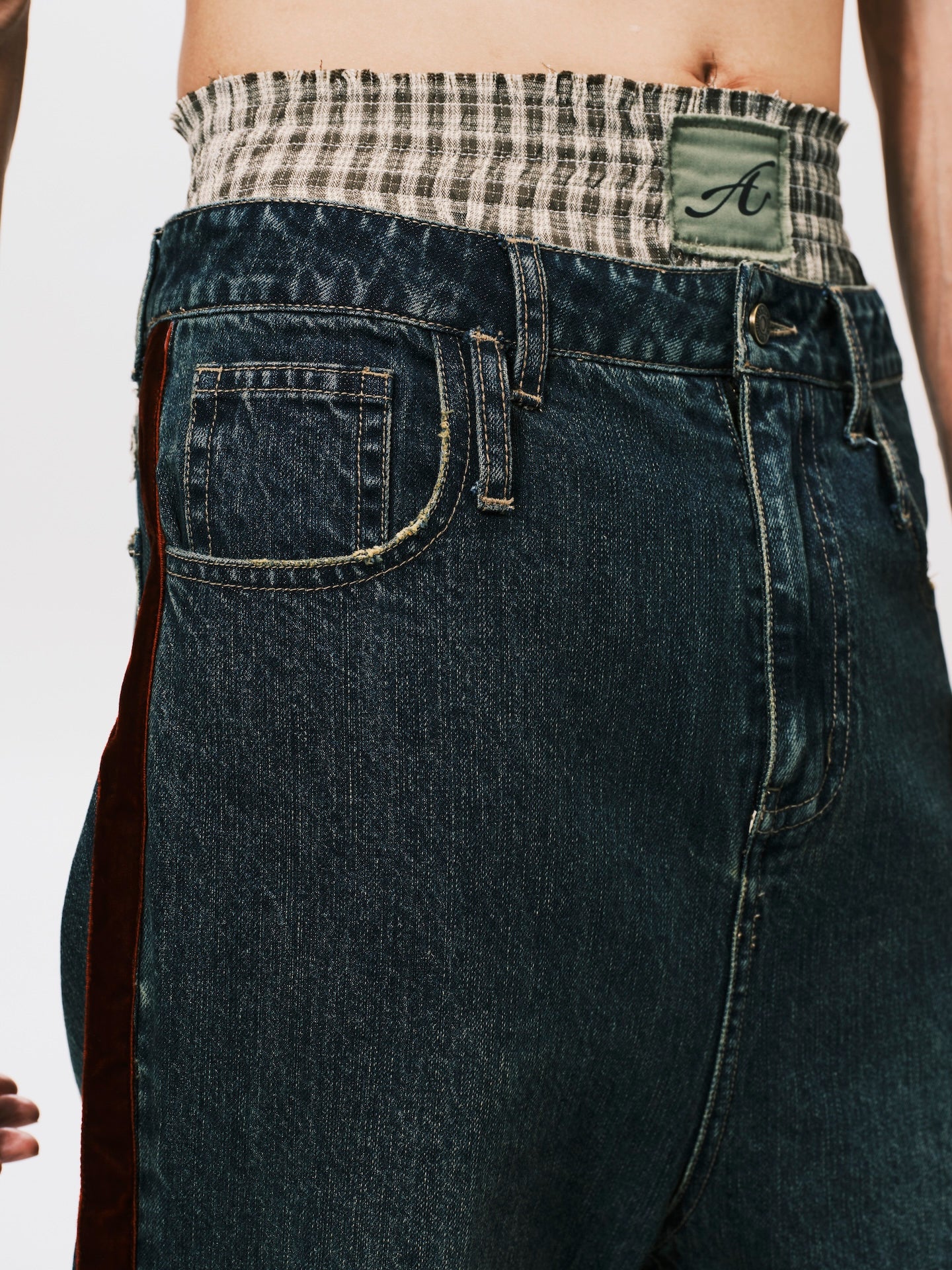 STRIPE BOOT CUT JEANS BLUE (PRE ORDER)
