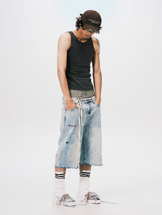 SKETCH DENIM SHORTS BLUE