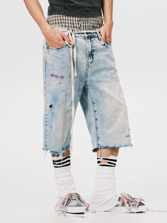 SKETCH DENIM SHORTS BLUE