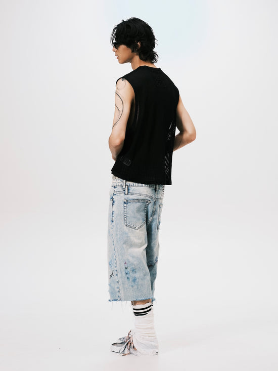 MESH SLEEVELESS TOP BLACK