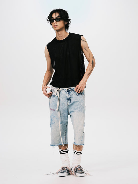 MESH SLEEVELESS TOP BLACK