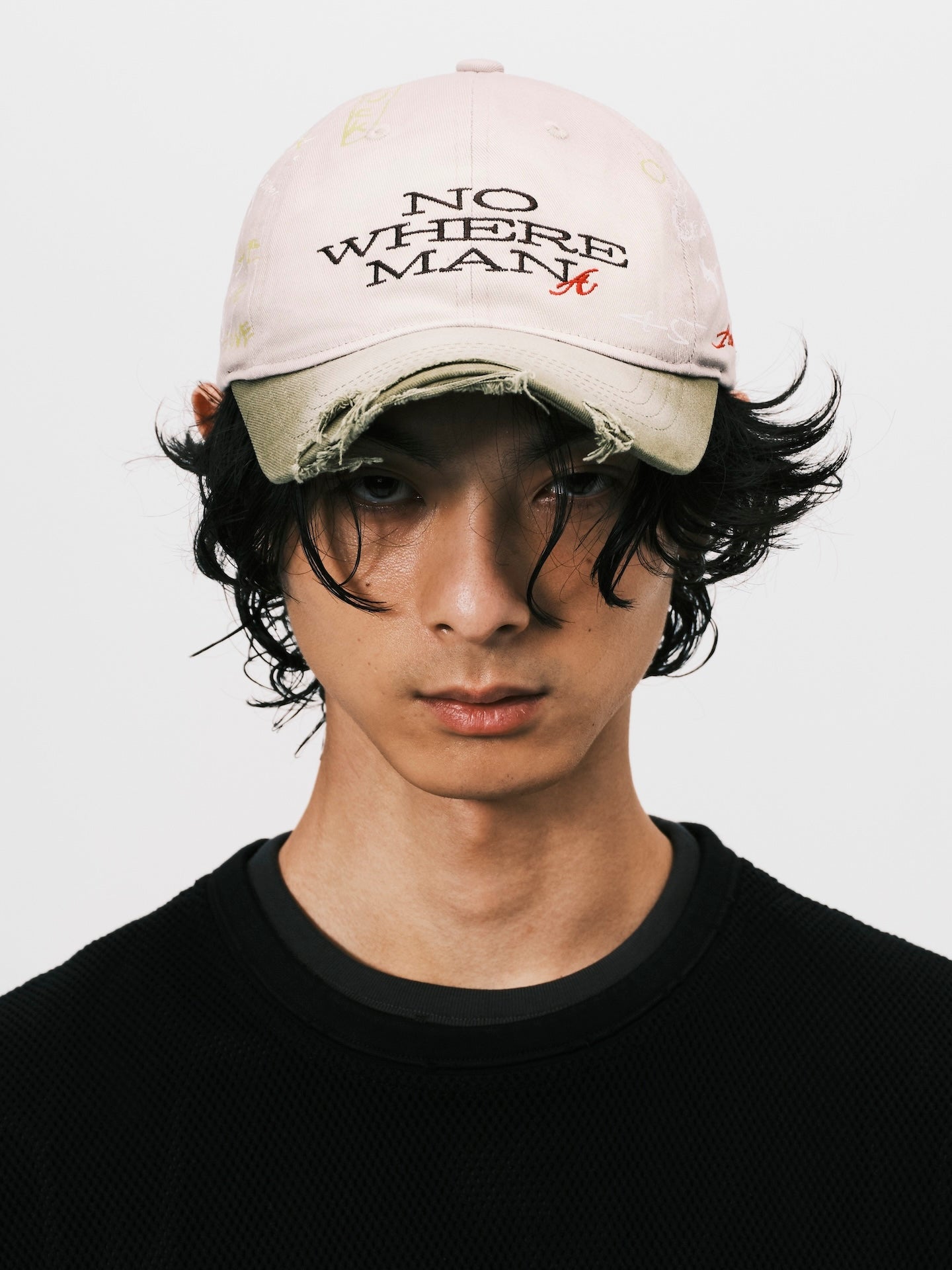SKETCH RAW EDGE BASEBALL CAP BEIGE / GREEN