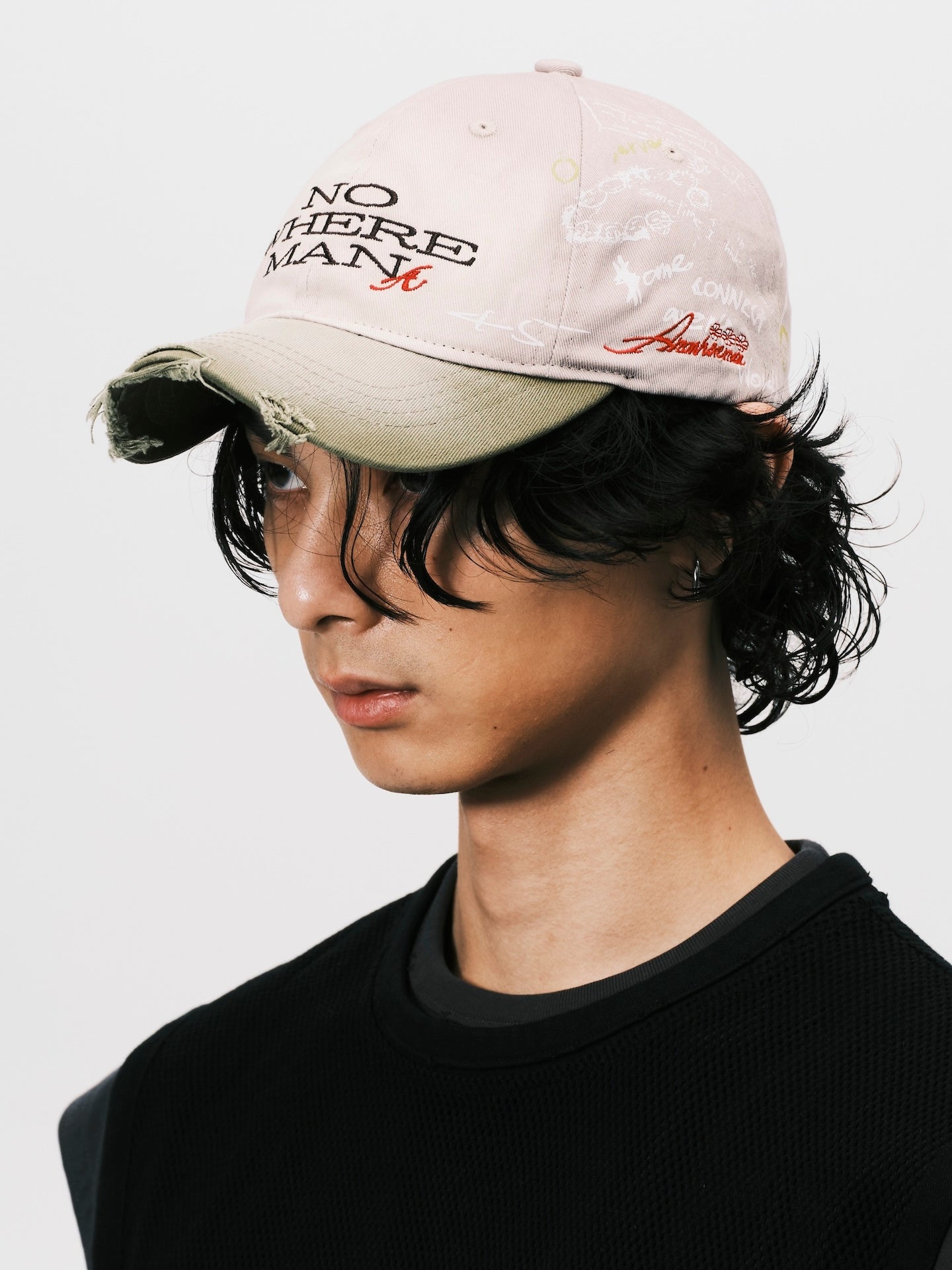 SKETCH RAW EDGE BASEBALL CAP BEIGE / GREEN