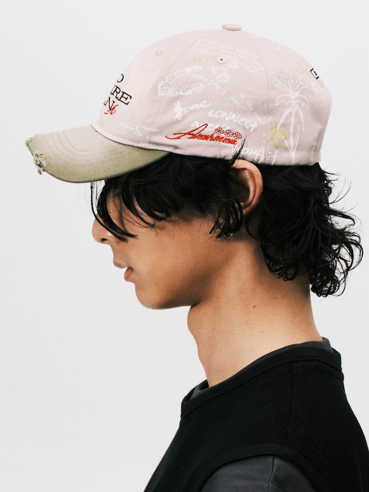 SKETCH RAW EDGE BASEBALL CAP BEIGE / GREEN