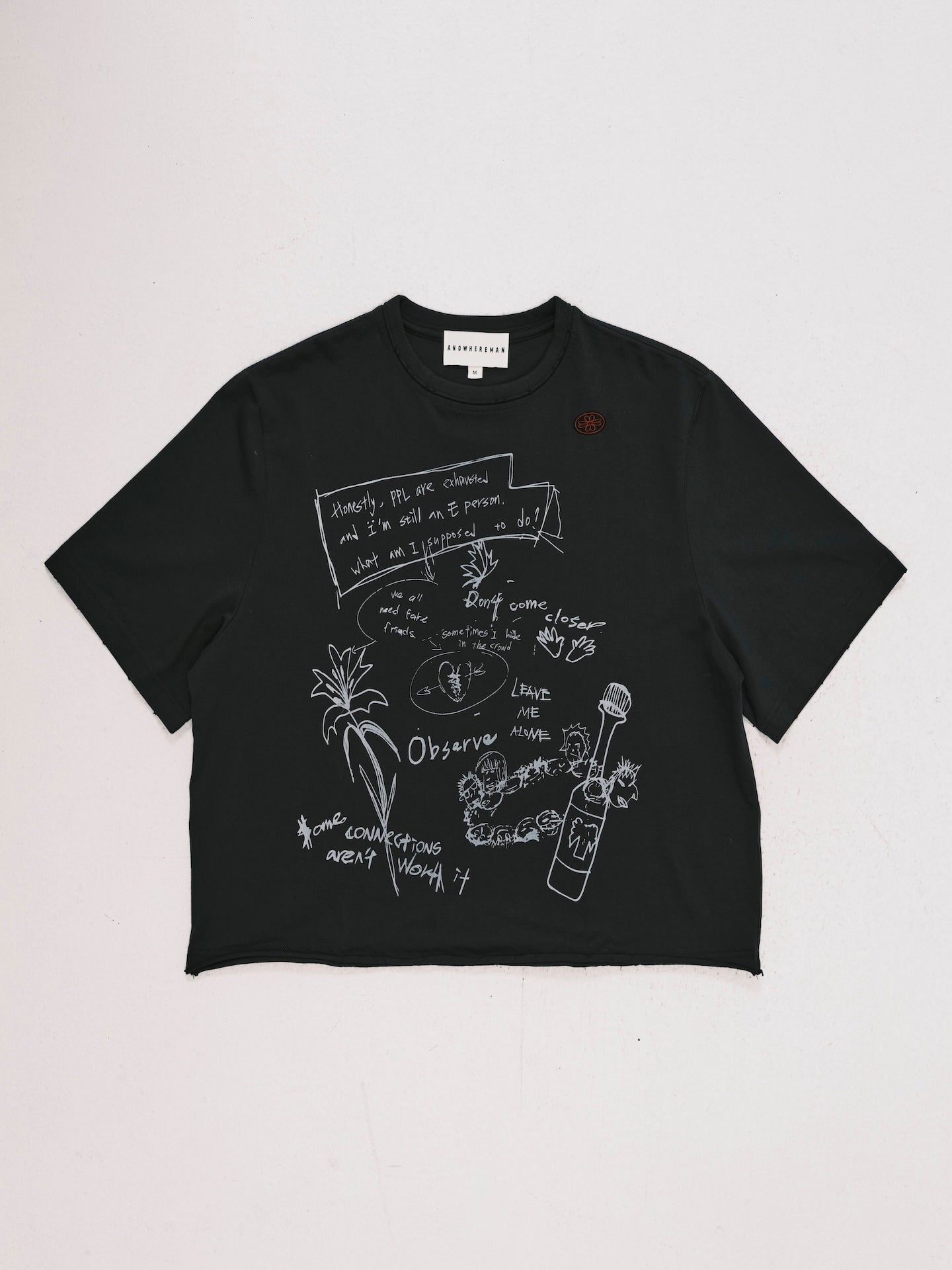 WASHED SKETCH CROPPED TEE BLACK