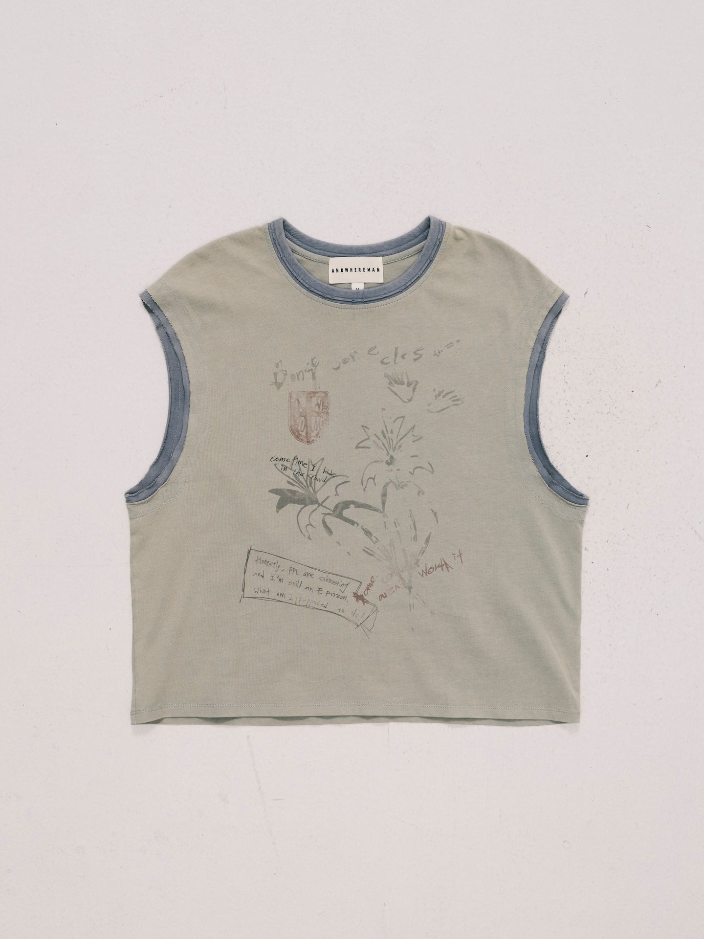SKETCH PRINT SLEEVELESS TOP GREEN