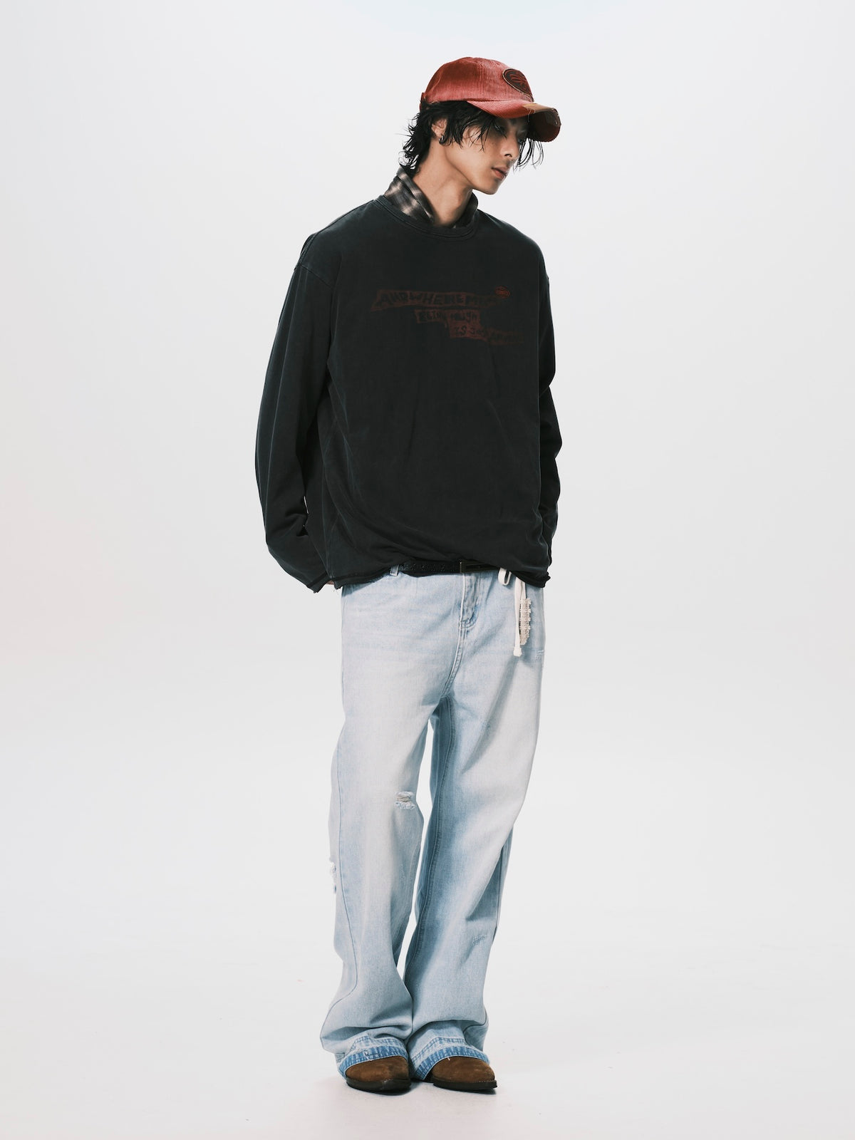 WASHED OVERSIZED GRAPHIC TEE BLACK