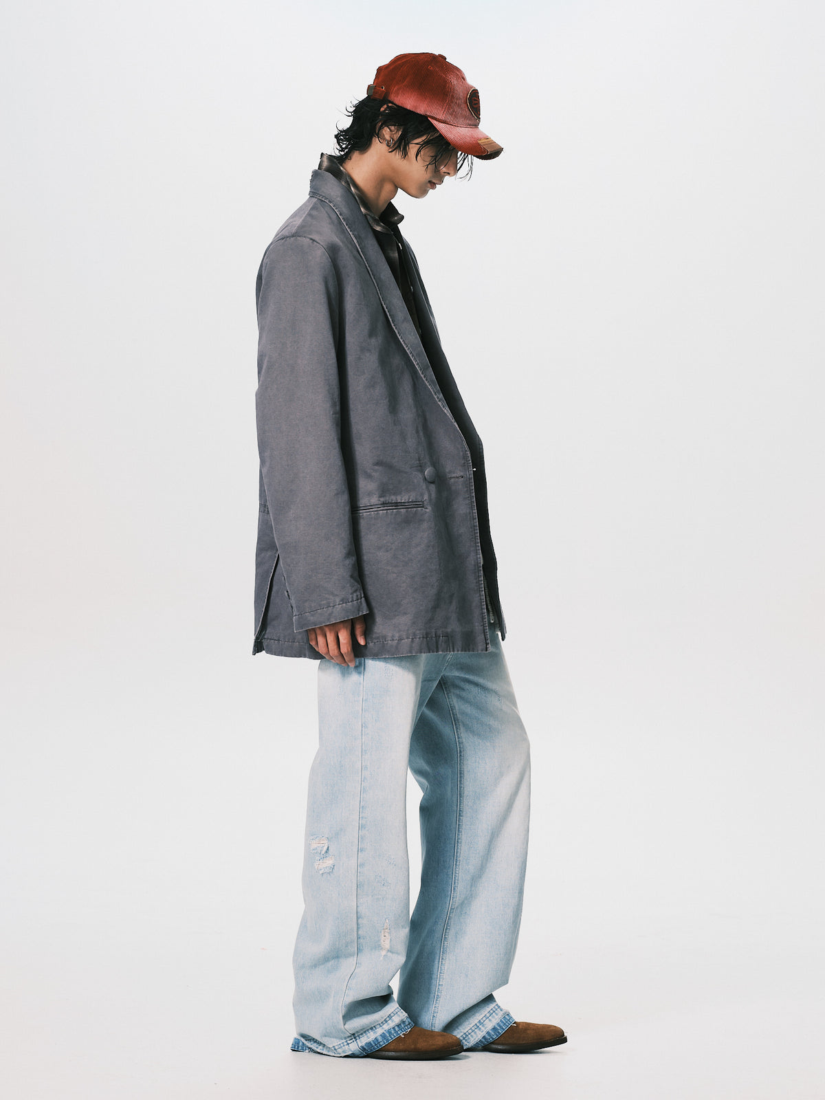 WASHED EMBROIDERY SUIT JACKET MAUVE（NEW ARRIVALS）
