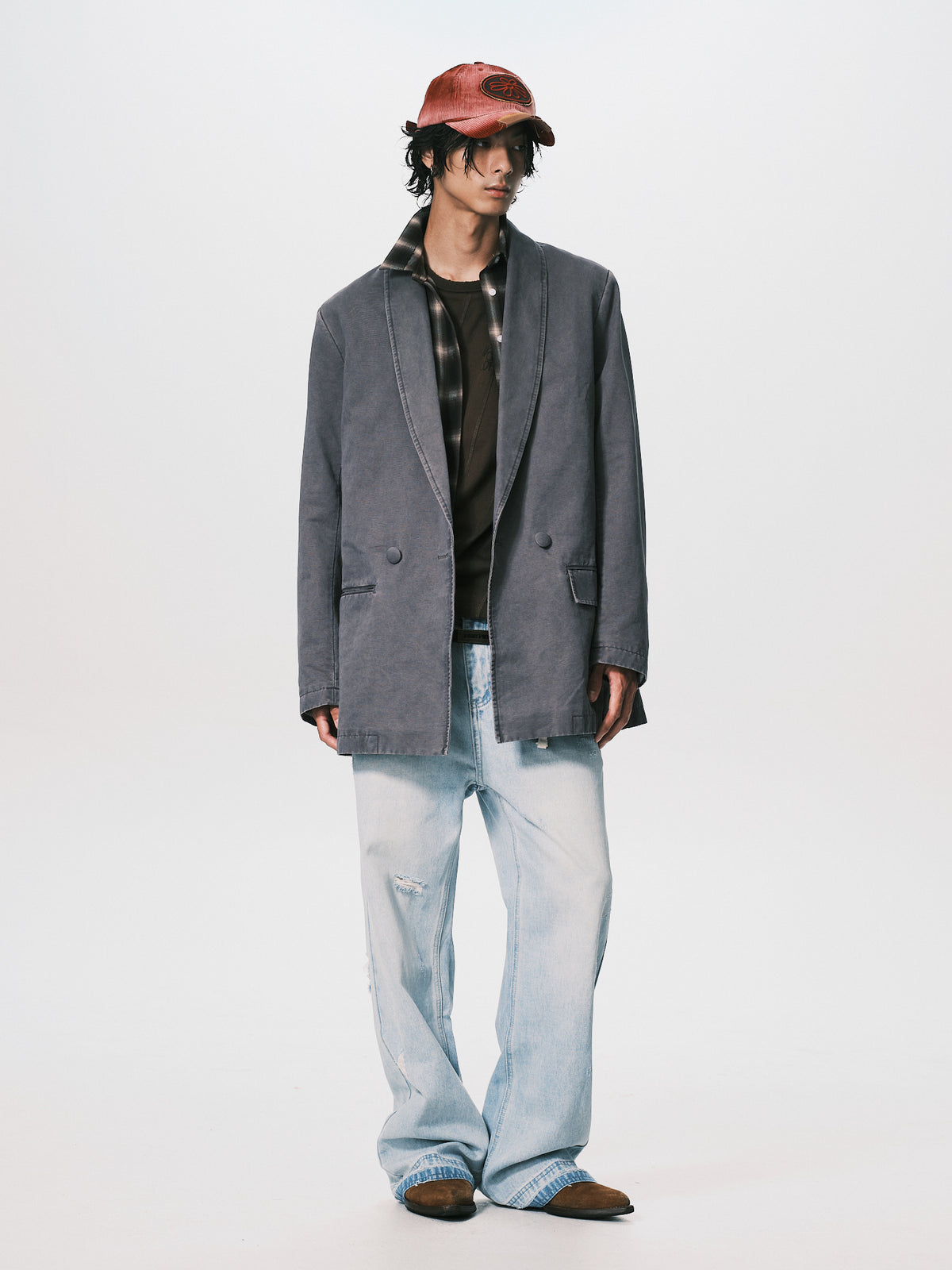 WASHED EMBROIDERY SUIT JACKET MAUVE（NEW ARRIVALS）