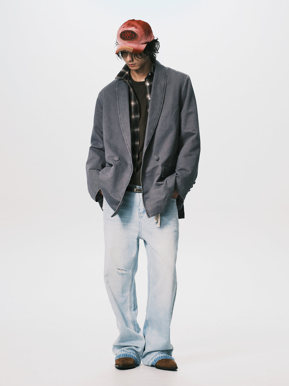 WASHED EMBROIDERY SUIT JACKET MAUVE（NEW ARRIVALS）