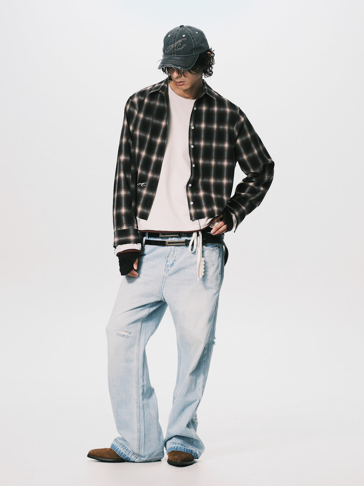 CROPPED CHECK SHIRT BLACK（11/4-11/6出貨）