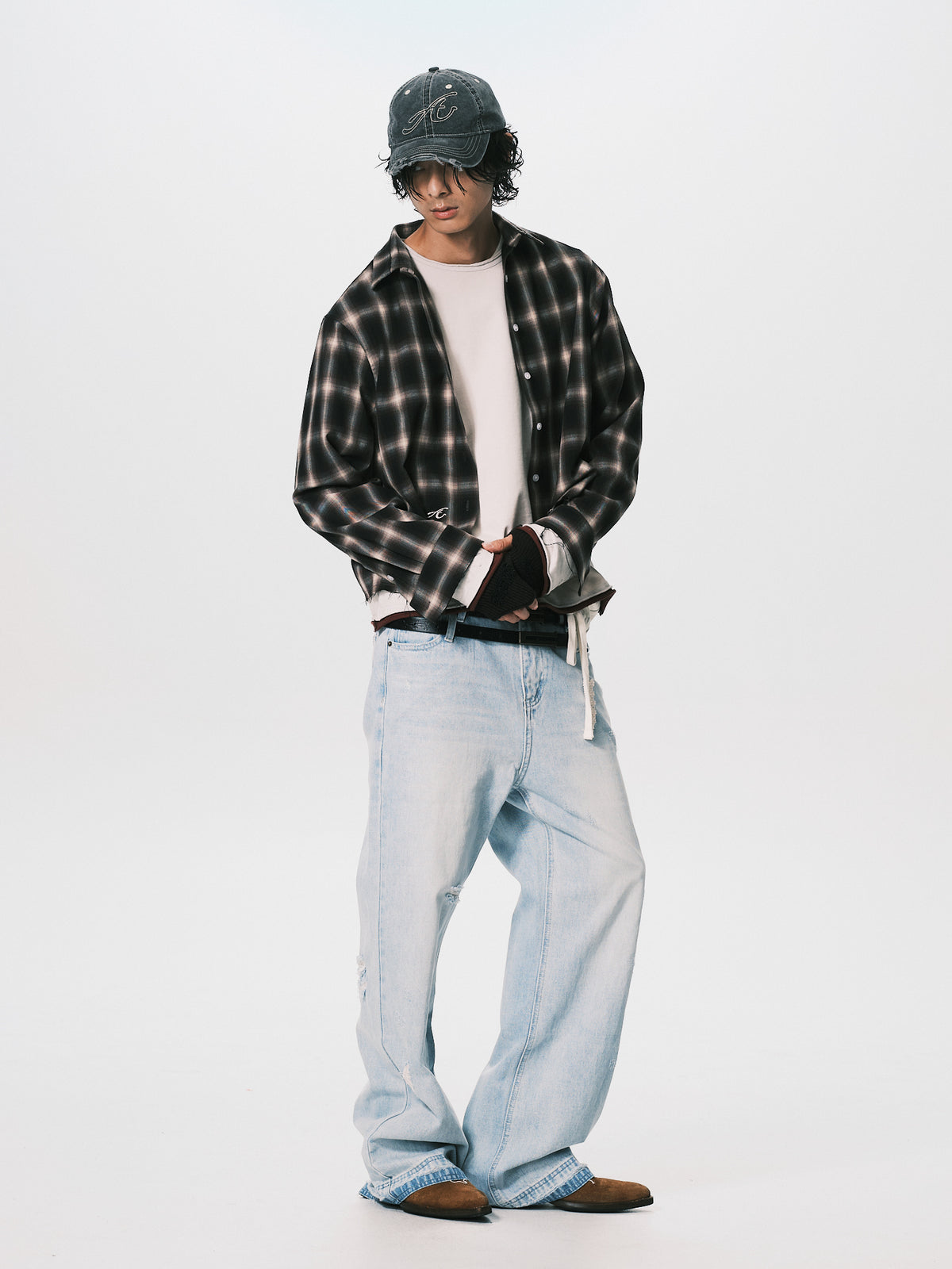 CROPPED CHECK SHIRT BLACK（11/4-11/6出貨）