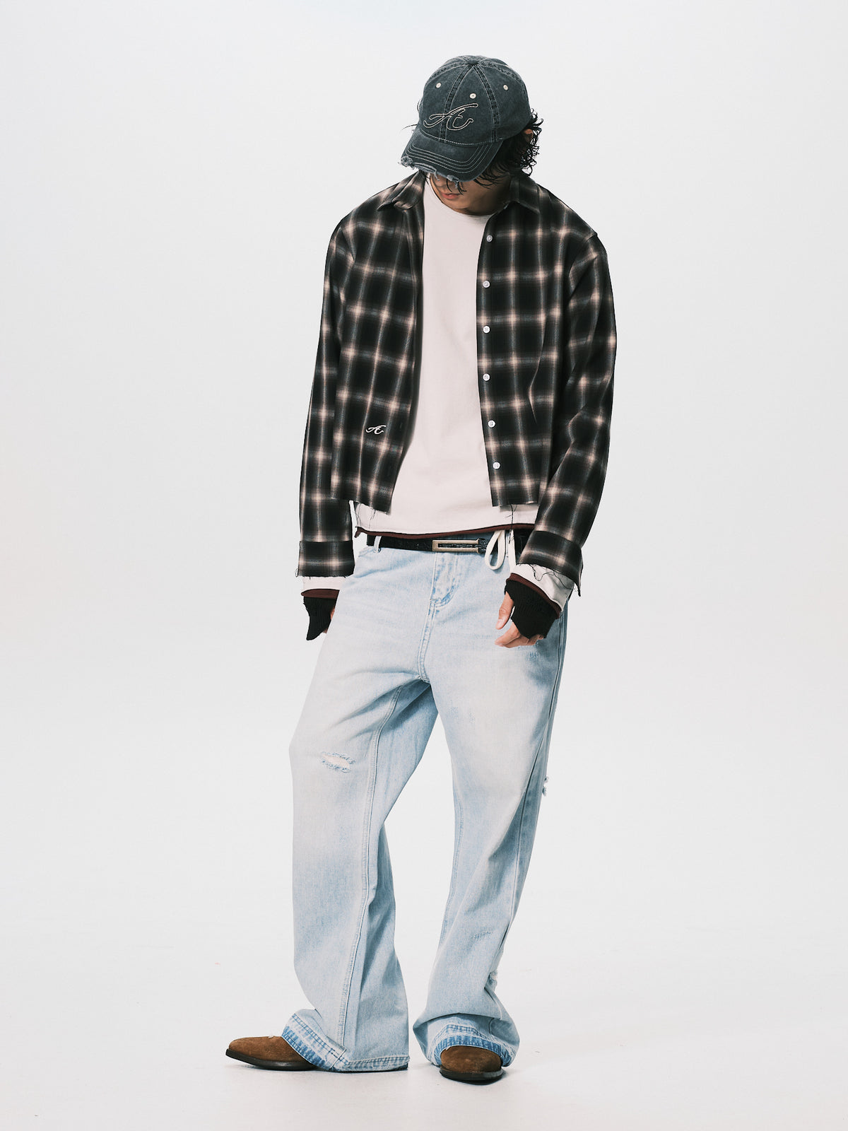 CROPPED CHECK SHIRT BLACK（11/4-11/6出貨）