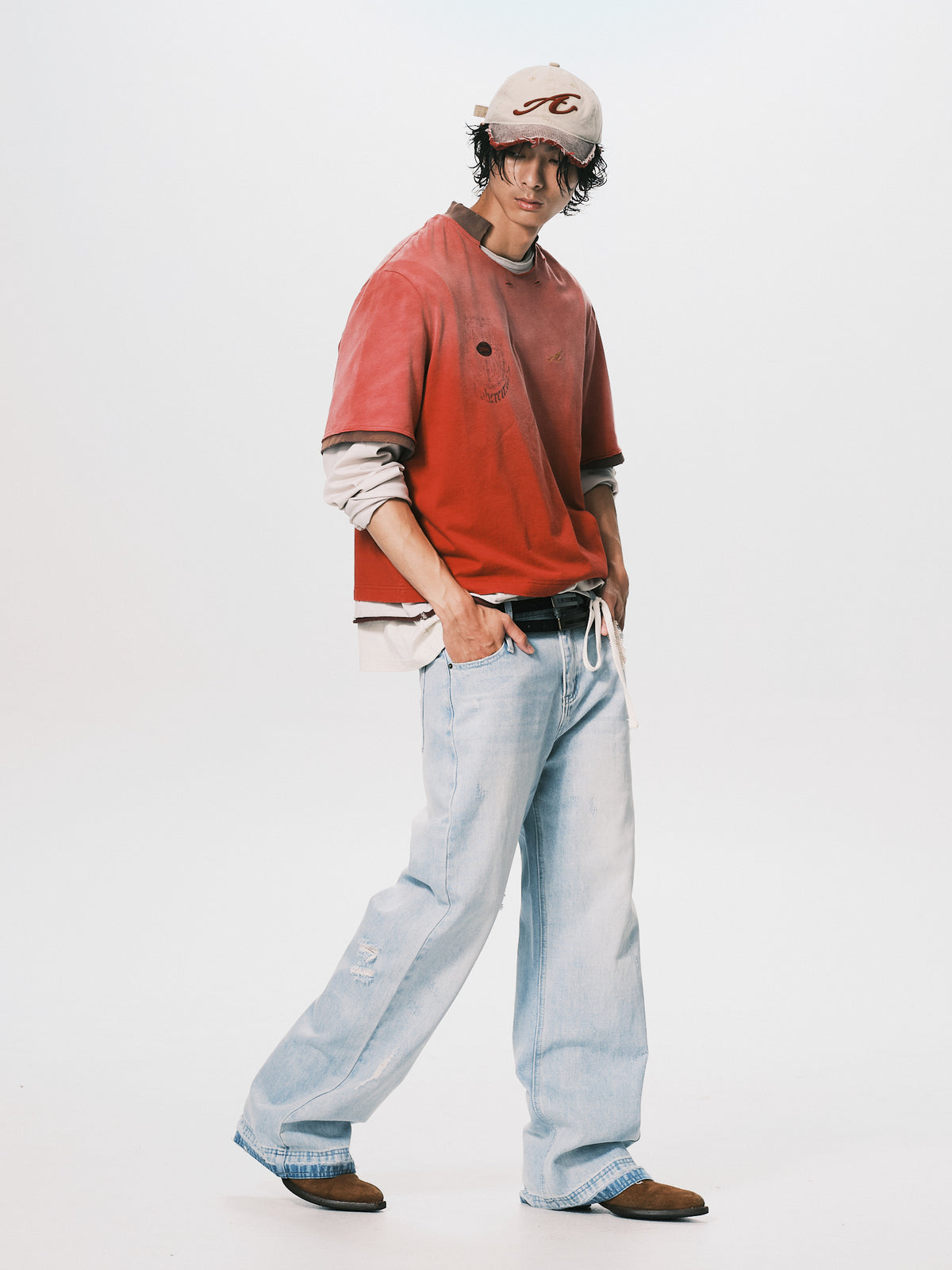 DESTROY COLLAR CROPPED TEE RED（11/4-11/6出貨）
