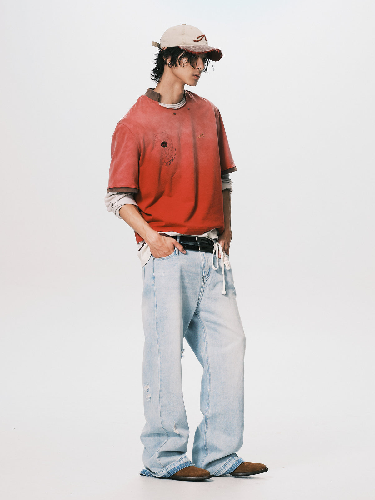 DESTROY COLLAR CROPPED TEE RED（11/4-11/6出貨）