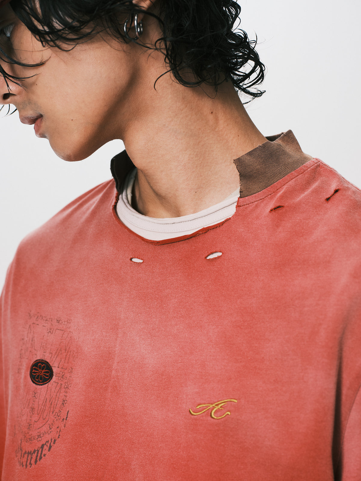 DESTROY COLLAR CROPPED TEE RED（11/4-11/6出貨）
