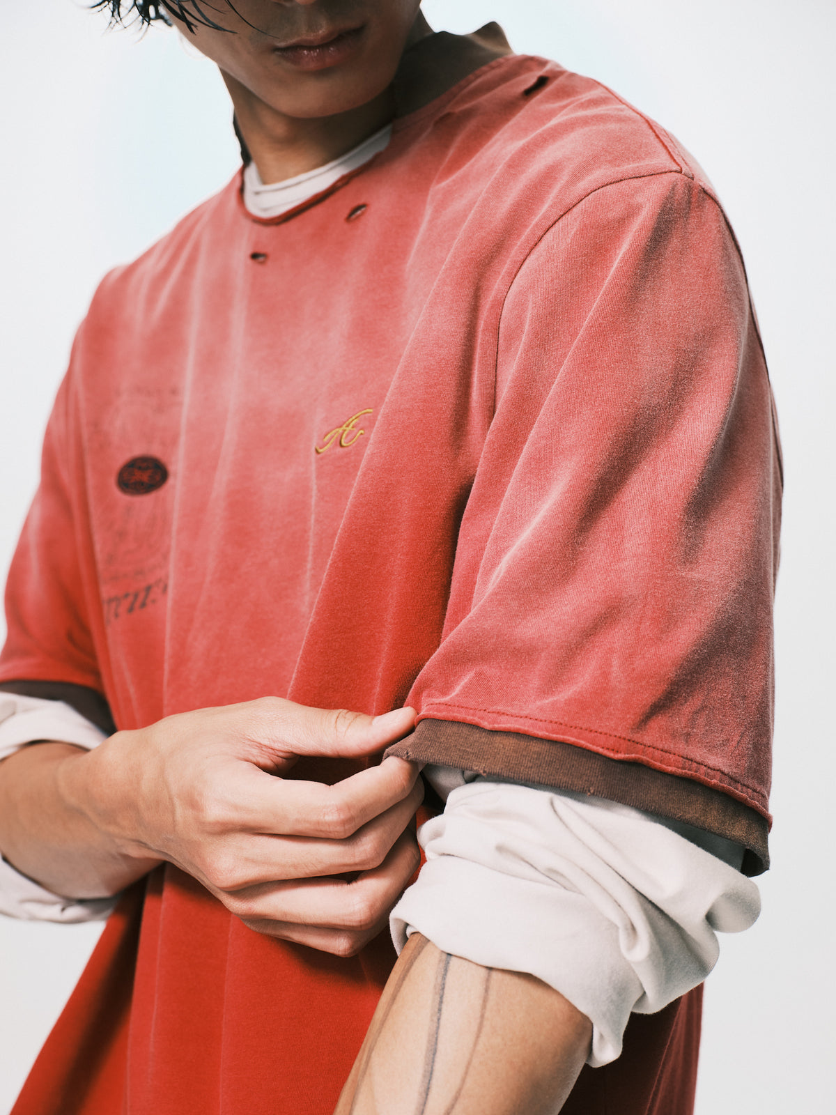 DESTROY COLLAR CROPPED TEE RED（11/4-11/6出貨）