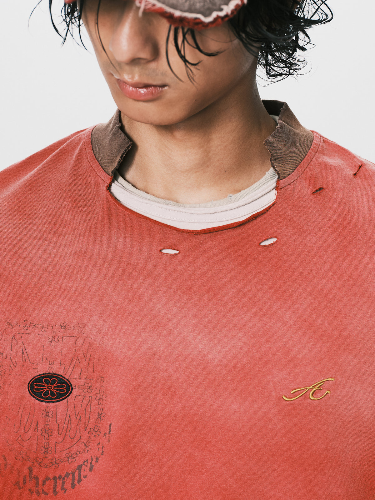 DESTROY COLLAR CROPPED TEE RED（11/4-11/6出貨）