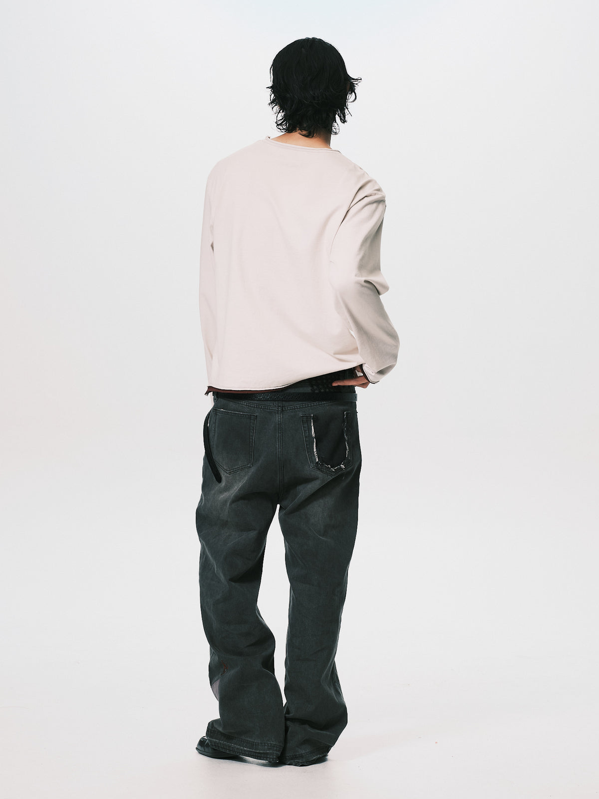 WASHED LAYERS LS TEE BEIGE / BURGUND（NEW ARRIVALS）