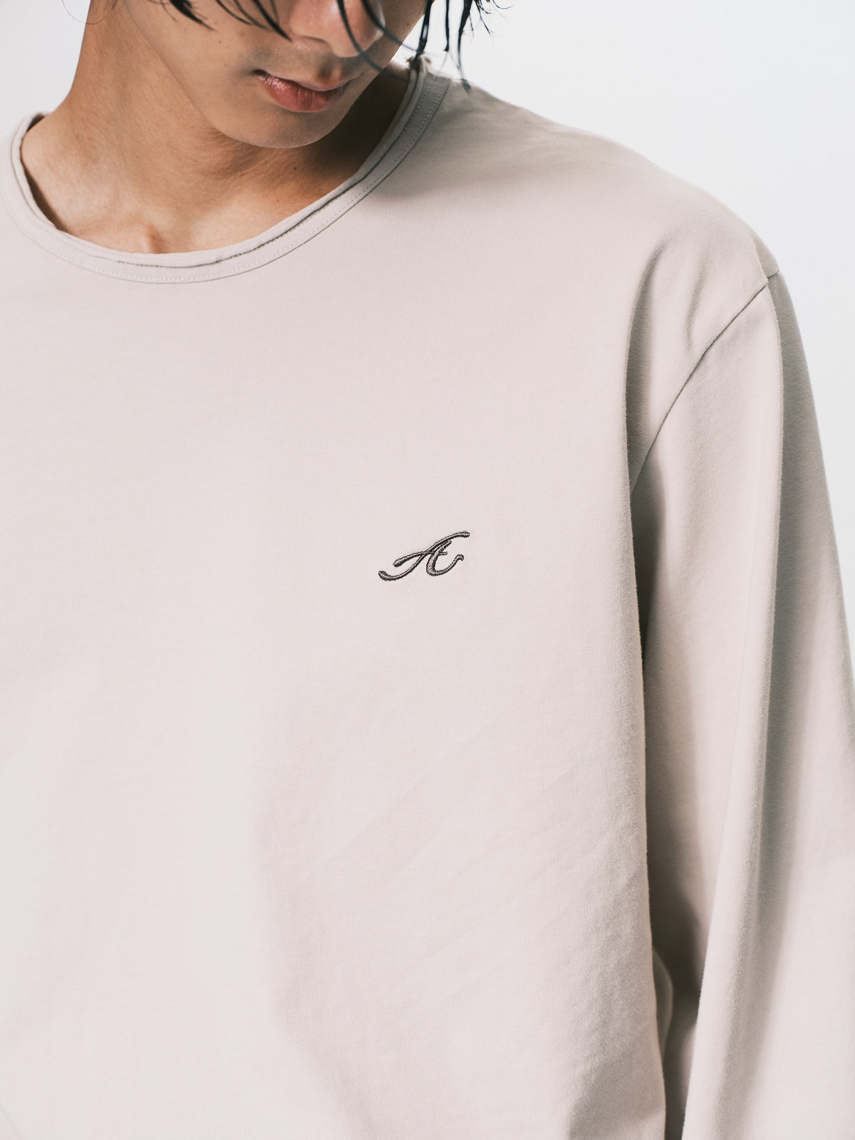 WASHED LAYERS LS TEE BEIGE / BURGUND（NEW ARRIVALS）