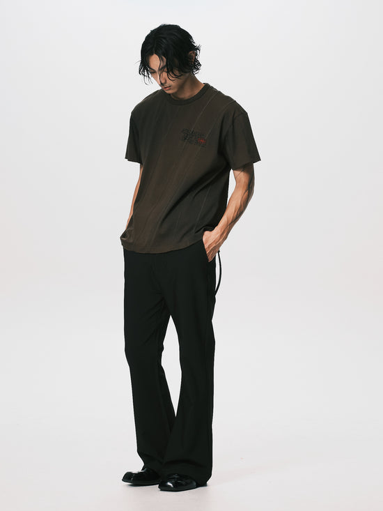 DIAGONAL CUT PRINT TEE OLIVE