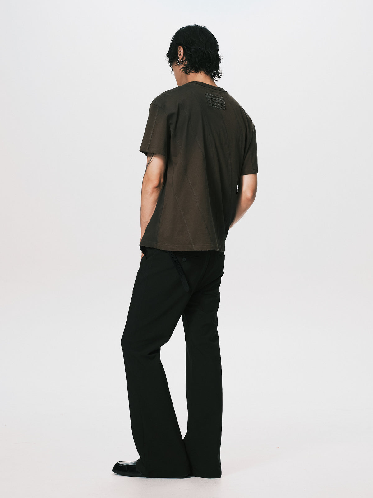 DIAGONAL CUT PRINT TEE OLIVE