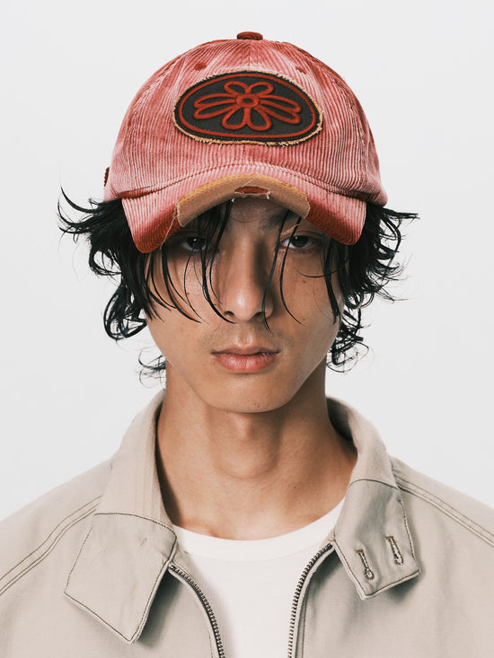 PATCHED CORDUROY CAP RED （10/8-10/12出貨）