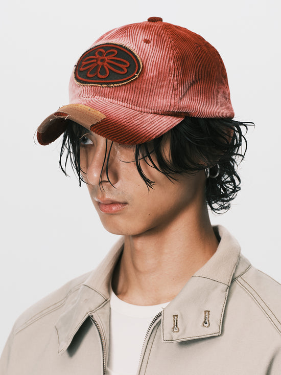 PATCHED CORDUROY CAP RED （10/8-10/12出貨）